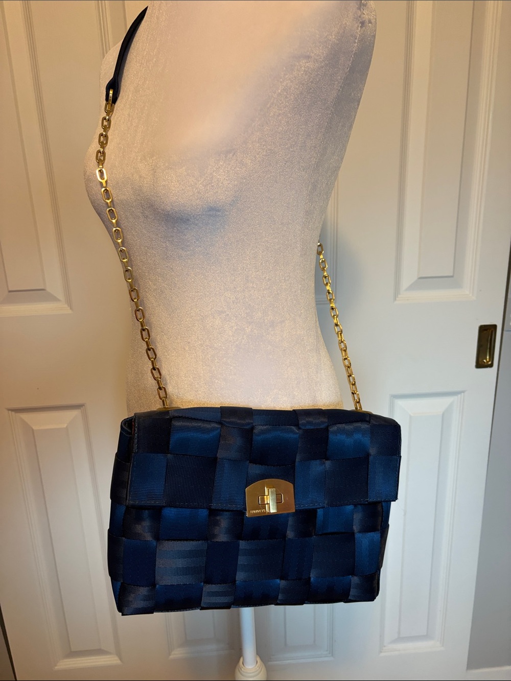 Harvey’s Original Seatbelt Bag - Woven Seatbelt Shoulder Bag with Gold Accents